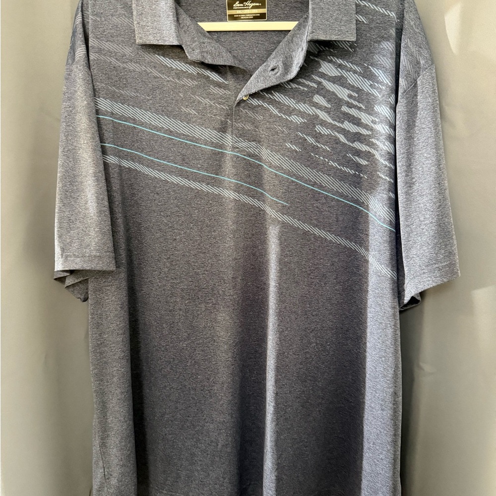 Men's Ben Hogan Golf Polo Shirt Dark Blue with Subtle Grey & Blue Stripe Detail